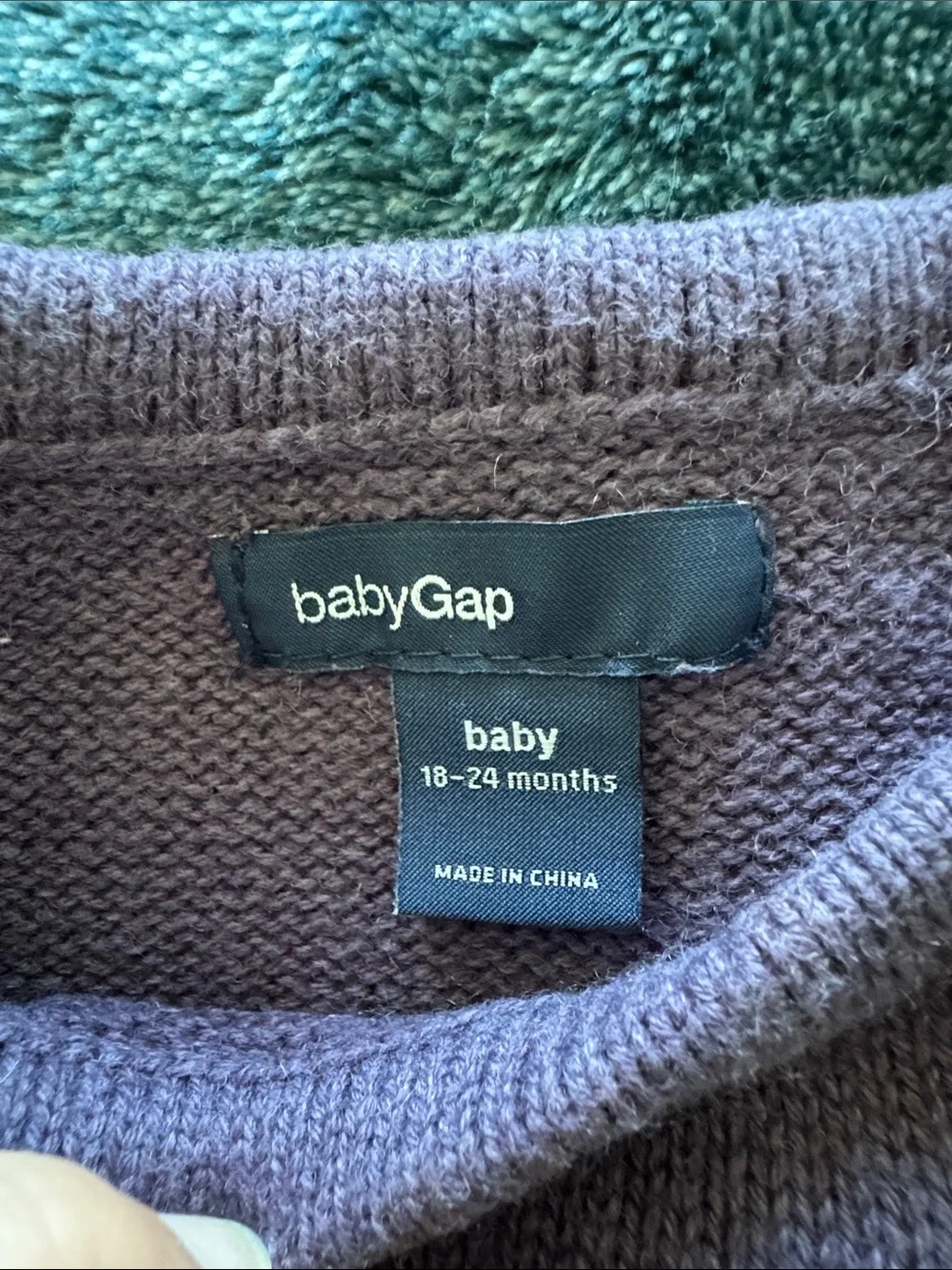 Baby GAP Purple Knit Sweater with Dog and Shoulder Bow